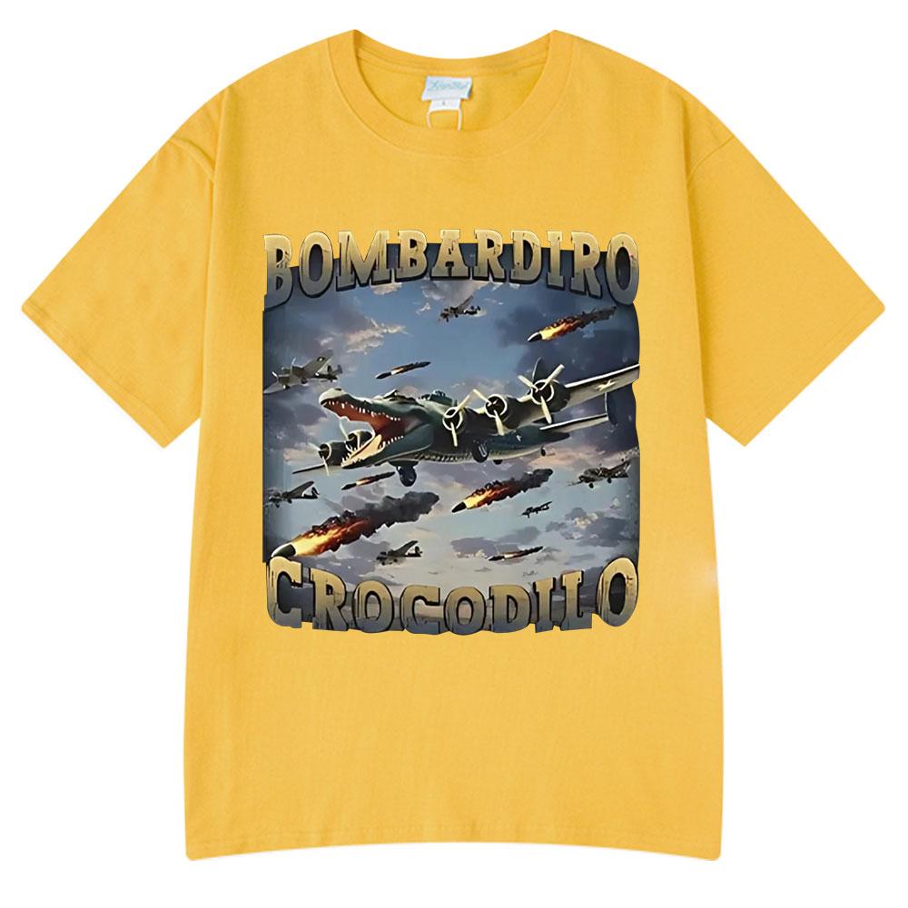 Bombardiro Crocodilo Funny Crocodile Plane Bomber Graphic T-shirt Men Women Casual Cotton Short Sleeve T Shirts Comfort T-shirts