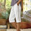 Ladies' Casual And Fashionable Side Hollow Splicing Straight Leg Five Quarter Pants