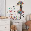 Butterfly Wall Stickers with Girl Silhouette Creative Home Decor for Bedroom Living Room Hallway Background Wall Art Decal