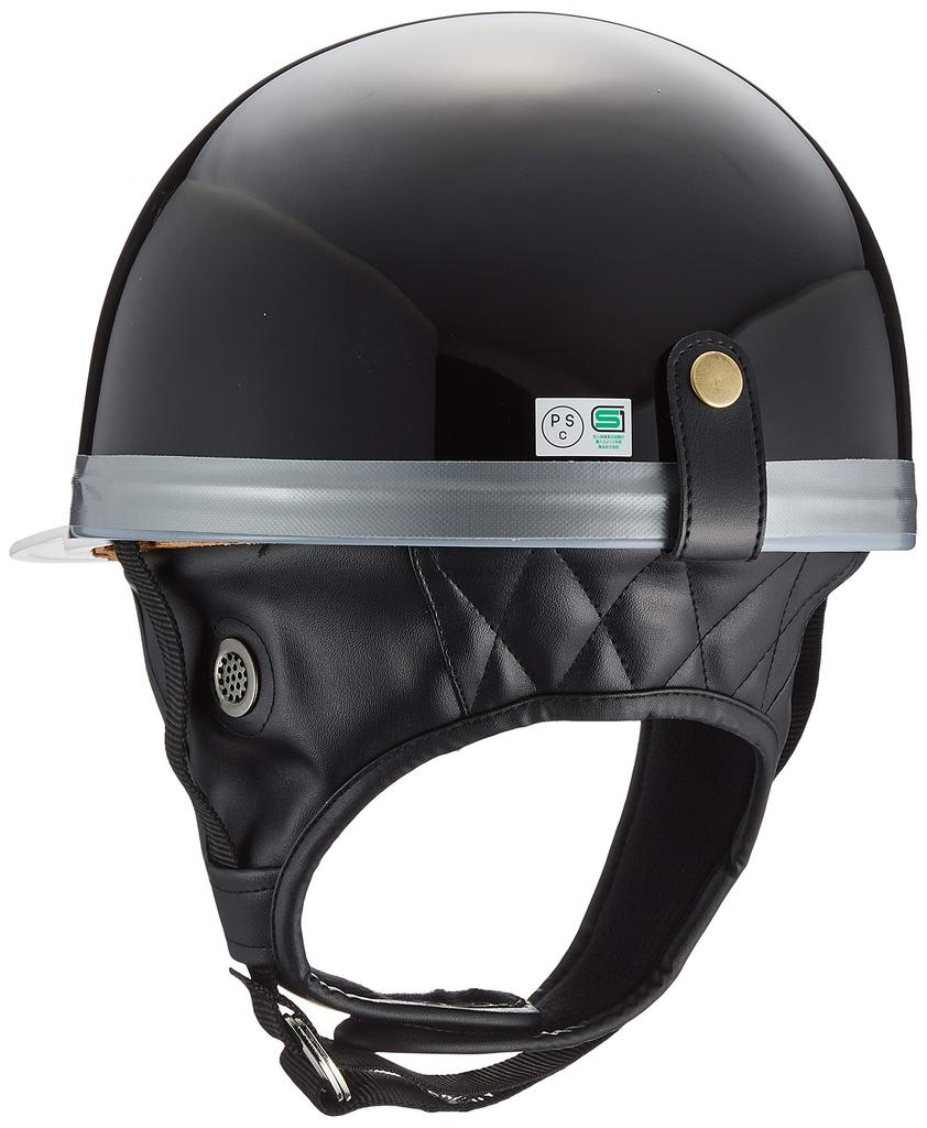 Bike Parts Center Helmet Half Cork Half Three Button Black Free Size Circumference 701009 (Head 57cm~60cm)