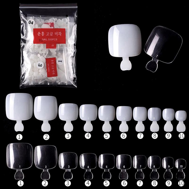 

500Pcs False Fake Artificial Toe Nails Tips French Foot Tips Toenails Manicure прозорий