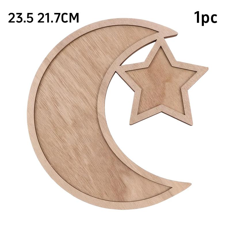 

Ramadan Wooden Moon Star Tray Dessert Snack Plate Islamic Muslim Holiday Decoration For Home Decor Birthday Party Festival
