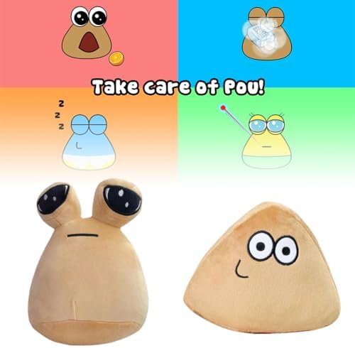 Pou Alien Kuscheltier 22cm Cartoon Anime Stofftier Haustier für Kinder, Schlafzimmerdekoration, Geburtstags-Weihnachtsgeschenk für Jungen Mädchen Fans