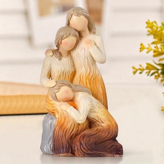 Resin Carving Family Figurine, Mother Father Son Daughter Statue, Hand-Painted Parents Kids Sculpture, Gift for Mother's Day Father's Day