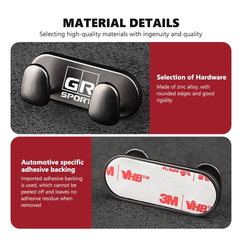 Car Logo Metal Hooks Home Wall Double Hooks Interior Accessories For Toyota GRsport Hilux Aygo Yaris Corolla Rav4 CHR Auris