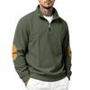 Men's Half-Zip Hooded Long Sleeve Loose Fit Sweatshirt with Paneled Stitching