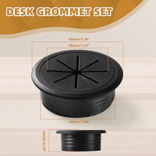 2 inch 50mm white desktop cable hole cover 3 pcs ABS plastic table threading hole cover
