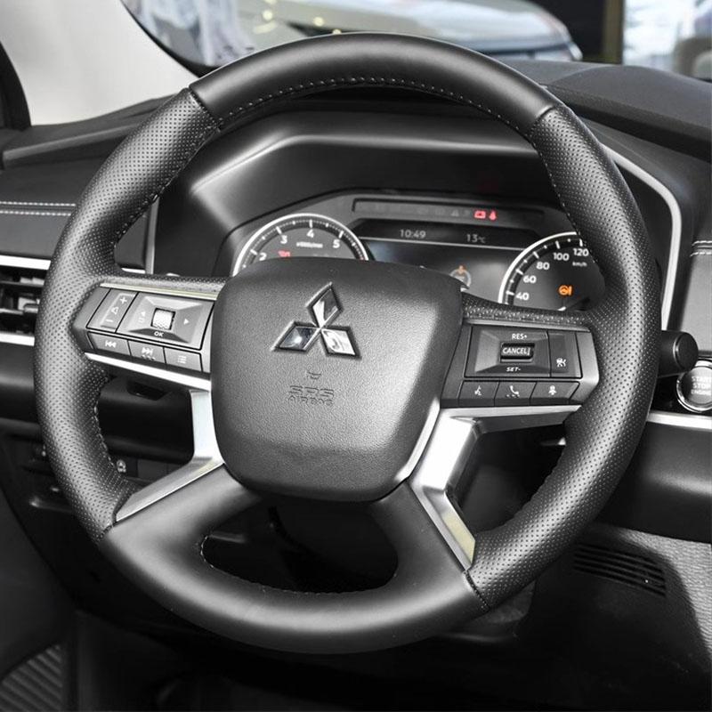 

Для Mitsubishi Outlander -2024 Ручная прошивка Черная Нескользящая накладка на руль автомобиля из кожи и замши Style 1