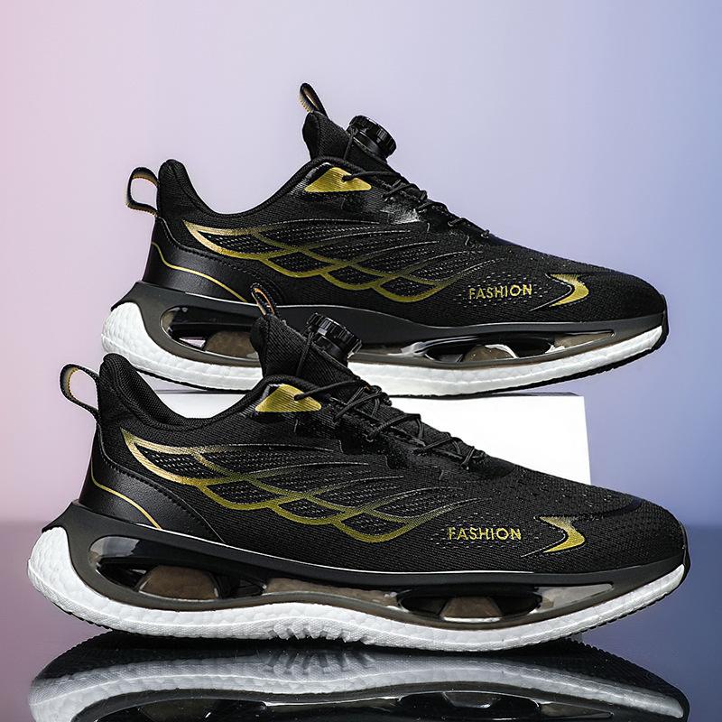 Summer men's shoes running new shock absorption rotating teen button sneakers popcorn sports running shoes