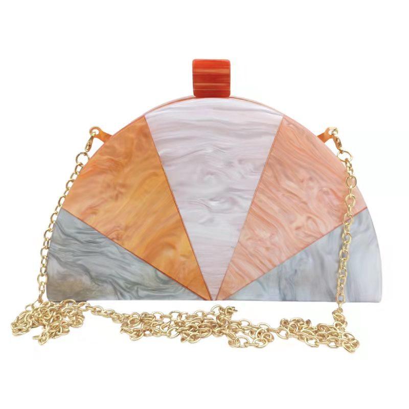 

New Fashion Women s Wallet Elegant Party Prom Acrylic Evening Bags Semicircle Luxury Clutch Purse Colorful Rainbow Messenger Bag Mini(Max Length 20cm)