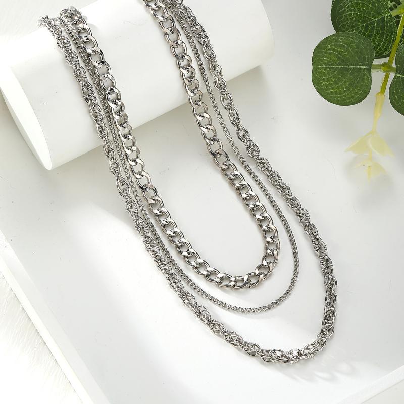 Hip Hop Gothic Thick Chain Collar Necklace For Women Multi Layered Metal Girls Party Jewelry Gift