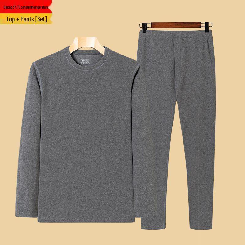 Autumn and Winter Men's Self-Heating Double-Sided German Velvet Men's Thermal Underwear Suit - Plus Velvet Thick Wear (1/2 Pieces)