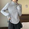 Women's Plus Size Flocked Undershirt Fleece-Lined Half Turtleneck Base Shirt Autumn Winter Warm Pullover Top