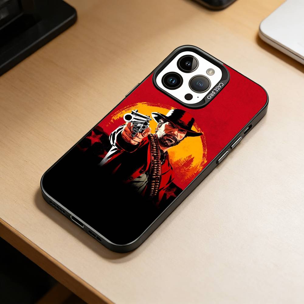 Custodia per telefono di Red Dead Redemption 2 per iPhone 17,16,15,14,13,12,11 Plus,Pro Max,XS,Interno Rivestito Argento Colorato