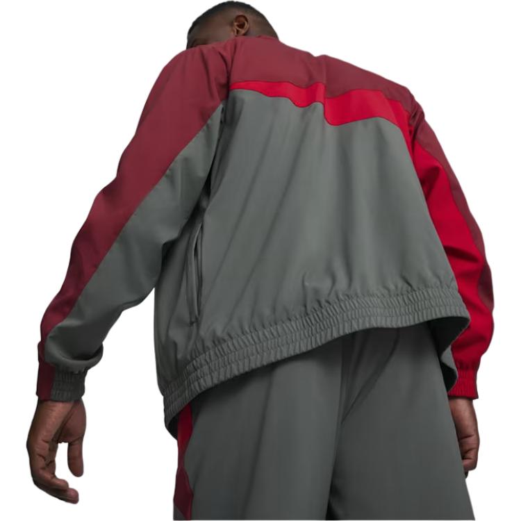 Puma X AC Milan Logotipo Estampado Color Block Chaqueta Hombre Cuello Mao Chaqueta Gris Oscuro 777100-01