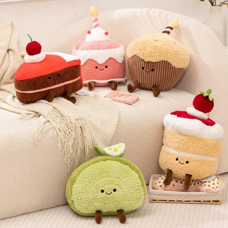 Cake Series Plush Toys Soft Stuffed Dolls, Birthday Party Plush Pillow, Decorative Display Props,Kids Gift for Home or Classroom