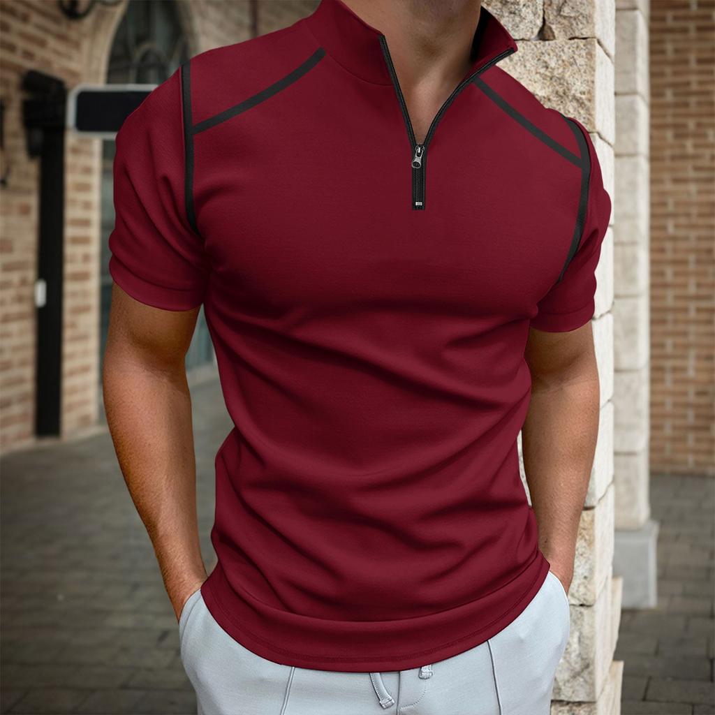 Men's Golf Short Sleeve T Shirts Casual Lightweight Shirt Stylish Quarter-Zip  Lapel Collar Shirt