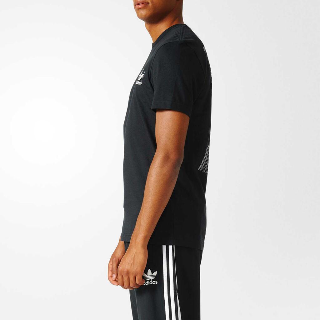 Adidas Originals Logo Print Round Neck Short Sleeve T-Shirt Men Tops Black BQ3076