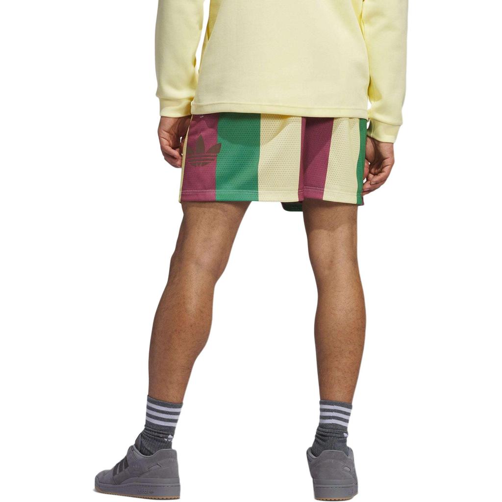 Adidas Originals Allover Print Series Logo Color Block Striped Comfortable Lace-Up Mid-Rise Sports Shorts Unisex Shorts Deep-Pink IY7393