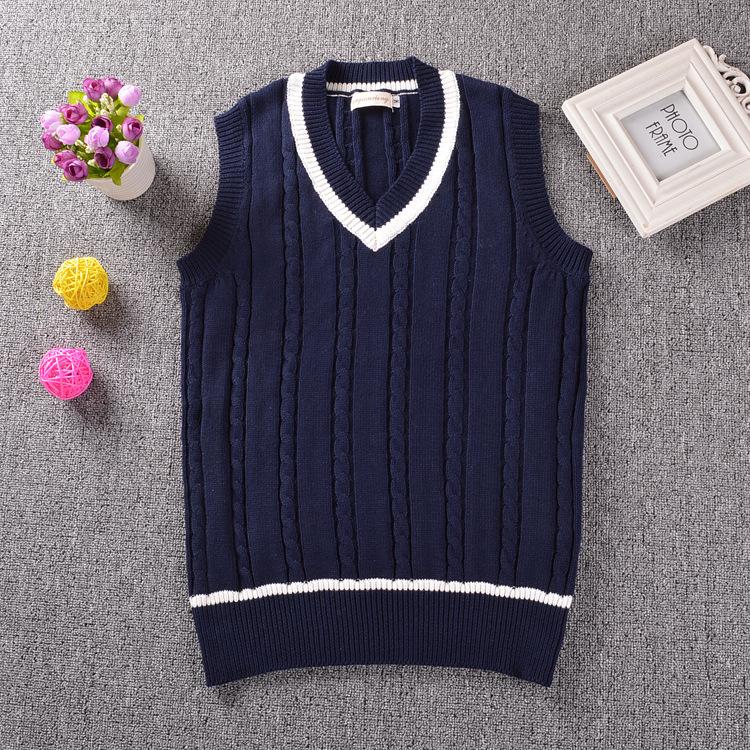 British Style V-Neck Uniform Sweater Vest Girls and Boys Japanese Student Navy Sleeveless Vest Sweater