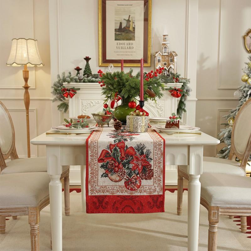 Christmas Table Runner Bed Scarf Woven Jacquard Decorative Cloth Dining Living Room
