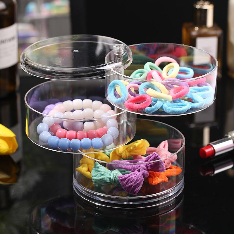 Transparent Rotating Dustproof Jewelry Box Multilayer Bracelet Earring Hairpin Jewelry Display Rack Storage Box Organizer Case