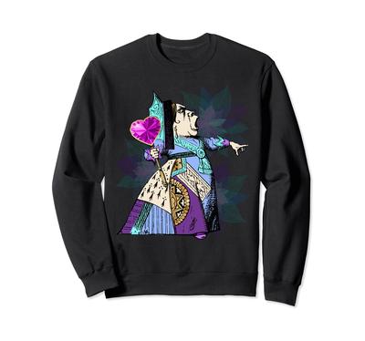 Queen of Hearts Sketch Purple-Teal Alice In Wonderland Sweatshirt