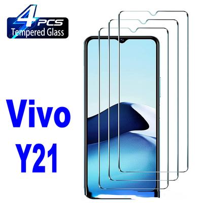 4Pcs Tempered Glass For Vivo Y21 Screen Protector Glass Film