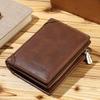 High Quality Leather Men Wallets Simple Short Money Clip ID Credit Card Zipper Pouch Clutch Bag Storage Multi Function Card Holder Male Women