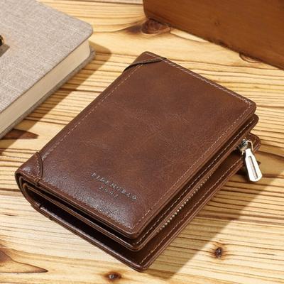 Portafogli da Uomo in Pelle di Alta Qualità Semplice Corto Portasoldi Porta ID Porta Carte di Credito Pochette con Cerniera Portaoggetti Multifunzione Porta Carte Maschile Femminile
