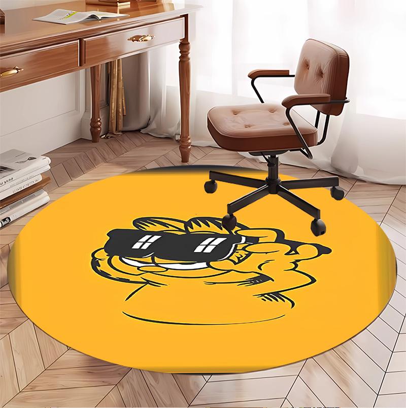 Garfield Pattern Round Rug, Indoor/Outdoor Mat, for Picnic, Gameroom, Bedroom, Office, Living Room, Home Decor Carpet, Birthday Gift