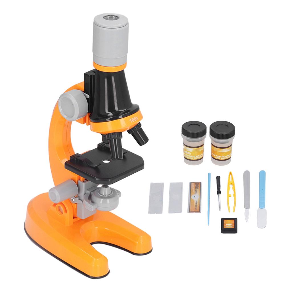 Kids Microscope Kit LED 1200X Microscope with Specimen Slides Science Educational Toy Birthday Gift