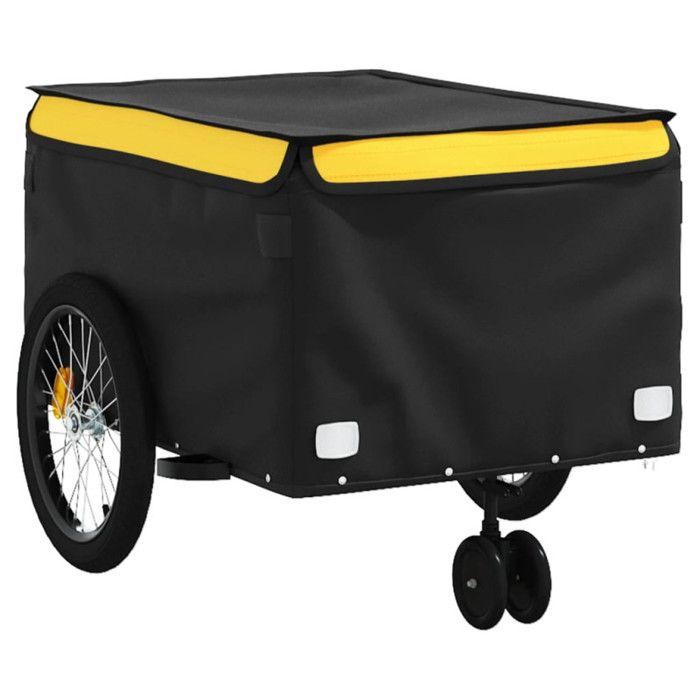 VidaXL Bicycle Trailer, Transport Cart with Hitch Bar, Bicycle Trailer with Flag for Luggage, Black 94113