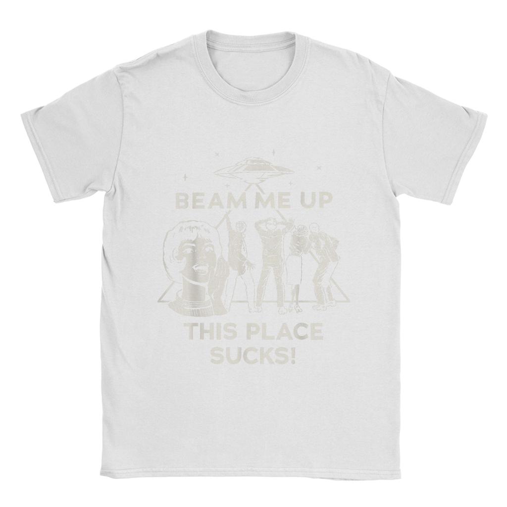 Harajuku T-Shirt Strand Beam Me Up Dieser Ort ist Mist! Hipster T-Shirts 100% Baumwolle T-Shirt für Herren Y2K-Muster Kurzarm-T-Shirts