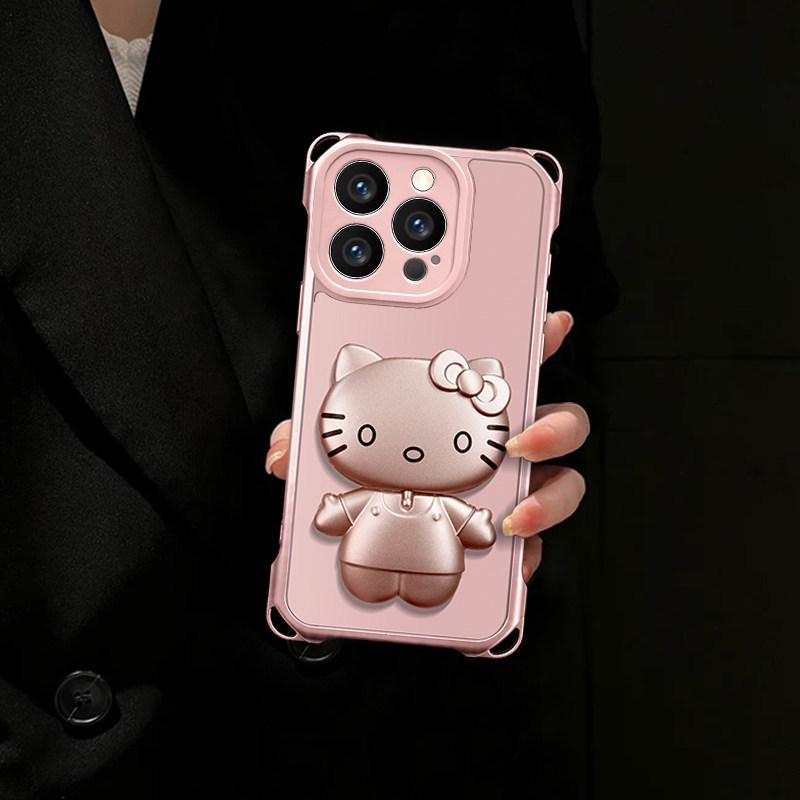 All Models of the Meow Bracket Are Suitable for Apple 17pro Mobile Phone Case Honor Vivo Huawei OPPO Xiaomi Protective Case.