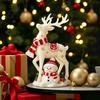 Christmas Table Decorations Reindeer Snowman Resin Figurine White Deer Statue with Red Scarf Decorative Collectibles for Home Winter Holiday