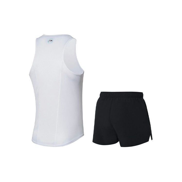 Li-Ning Reflective Quick-Dry Running Sports Suit Men Sportswear Black White AATR089-1