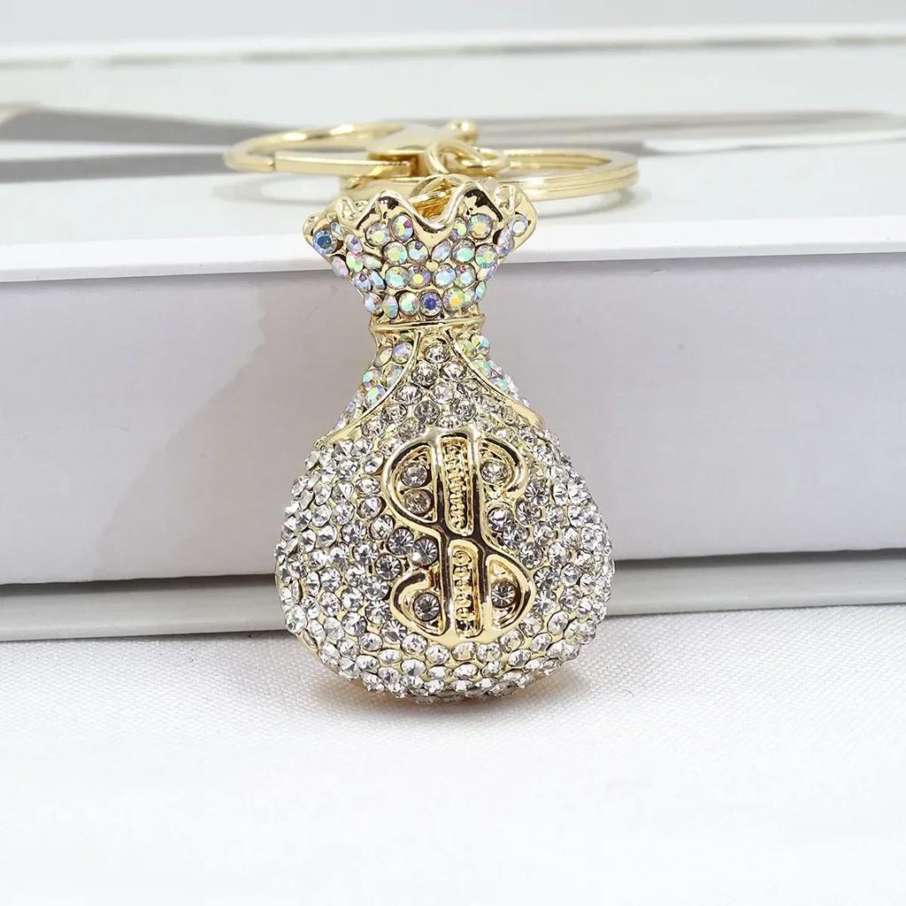 3D Dollar Bag Shaped Women's Bag  Accessories Rhinestone Key Chain Fashion Pendants Party Favors Car Keys Decoration Accessory