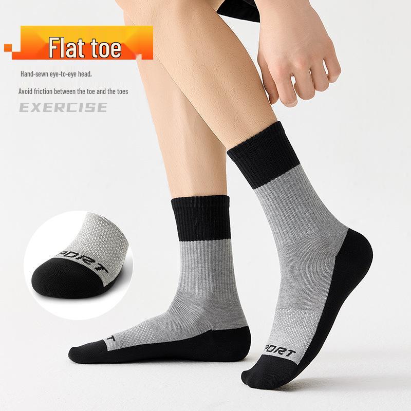 Men's Plus Size Breathable Athletic Socks - Spring/Autumn Style for Running, Basketball, Badminton