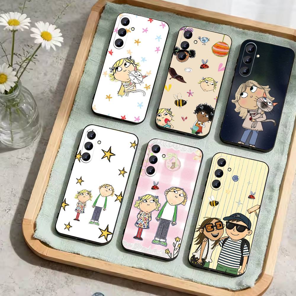 F-Charlie and Lola Cartoon Phone Case For Samsung Galaxy A73,21,22,32,71,53,52,51,80,5G Soft Black Cover