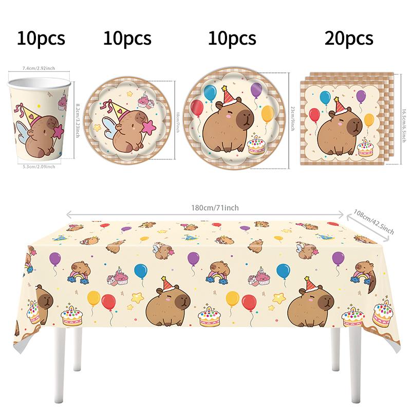 Capibara Capybara Birthday Decoration Disposable Tableware Birthday for Bara Baby Shower Tableware Balloons Capibara Cumpleaños