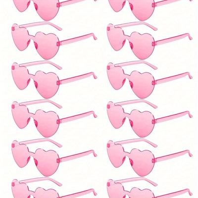 Pairs Heart Shaped Glasses Candy Color Rimless Fun Heart Glasses For Women Men Party Favors,