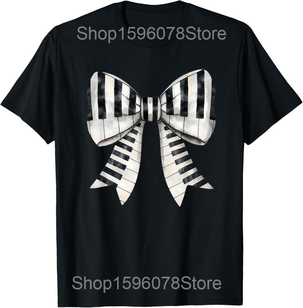 Keyboard Heartbeat Cool Piano Player Novelty Rock Music T Shirts Men Streetwear Tee Shirt Short Sleeve Unisex Loose Clothing