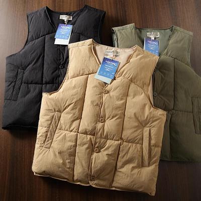 Men's Retro Thickened Warm Cotton Vest: Winter Hong Kong Style Solid Color Sleeveless Jacket