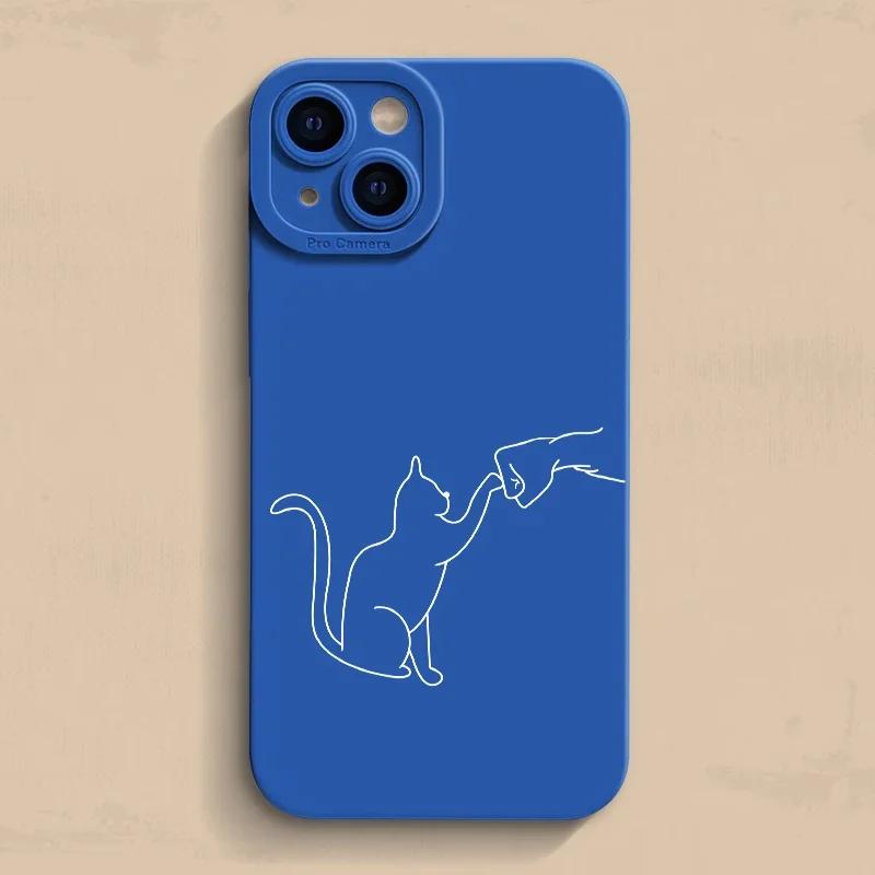 Cat Dog High Five Pattern Phone Case For iPhone 15 Pro Max 15 14 13 12 11 X XS XR 7 8 Plus Mini Shockproof Soft Silicone Cover