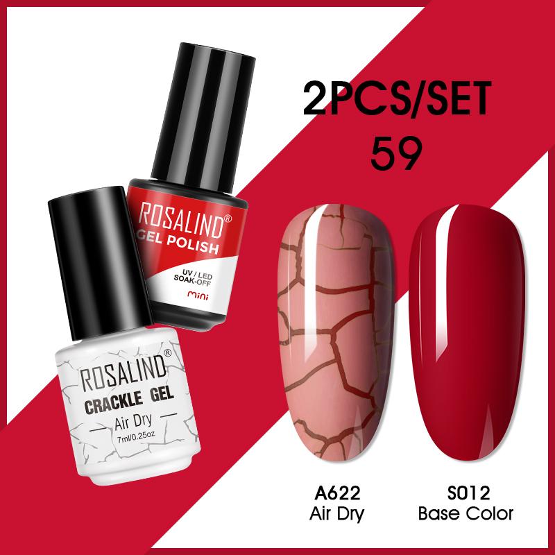 ROSALIND Cracked Gel Nail and Polish Nail Gel Kit Nail Varnish Hybrid Crackle Manicure Art UV Gel Semi Permanent 2PCS