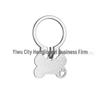 Brushed Stainless Steel Pet Paw Bone Keyring Tag 