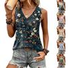 Women Sleeveless V Neck Tank Top Loose Fit Floral Print Summer Casual Blouse Lightweight Soft Fabric Comfortable Wear