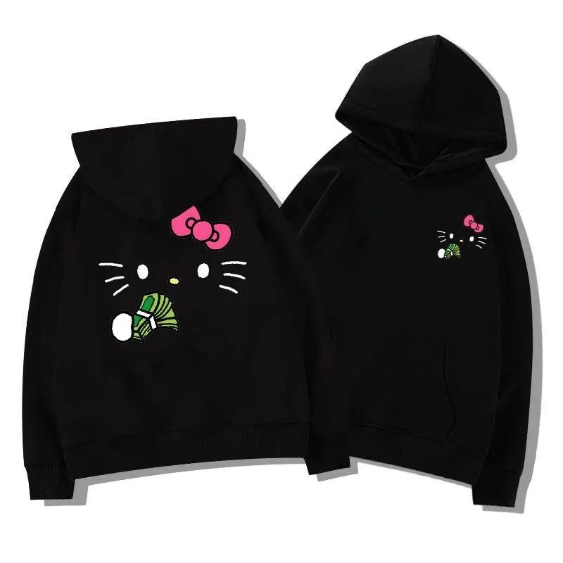 

Autumn and winter cartoon Kitty hooded sweatshirts for couples, versatile and trendy ins loose tops for both men and women 3XL
