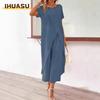 Women's Fashion Casual Short Sleeve O-Neck Pants Suits